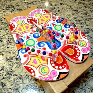 NEW Christian Louboutin Loubi Studded Flip Flop Size 35